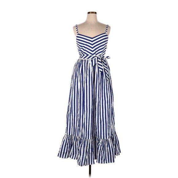 NWT J.Crew Striped Ruffle Maxi in White Deep Orchid Belted Cotton Tank Dress 14 - Picture 7 of 9